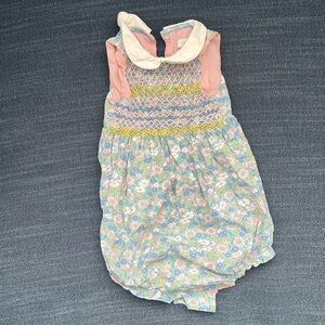 Floral Baby Boden Romper with Peter Pan Collar